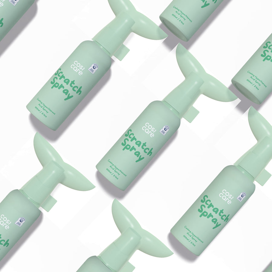 A set of Cosi Care Scratch Spray bottles, refilled monthly by subscription