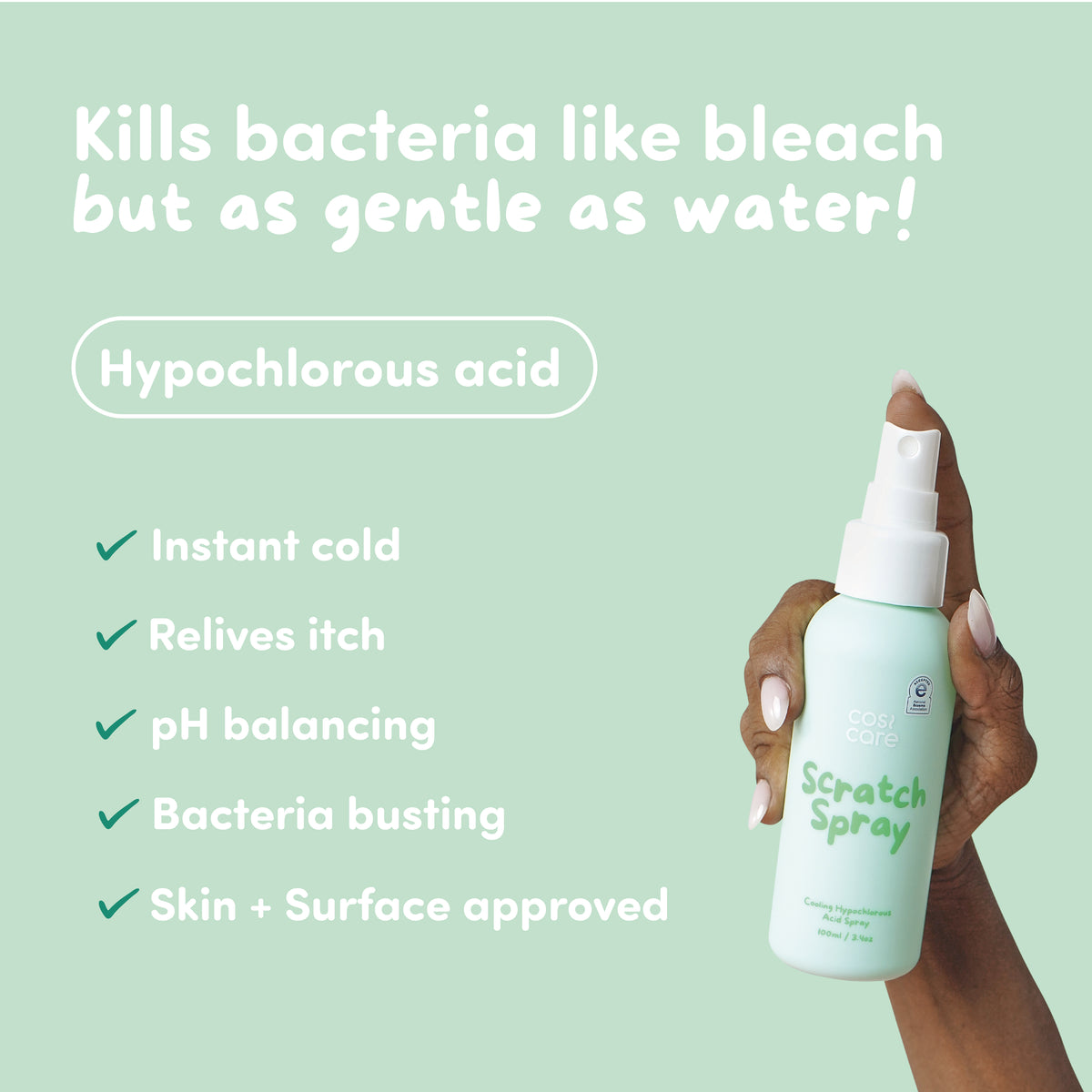 Hypochlorous acid skin spray from Cosi Care for itchy and sensitive skin